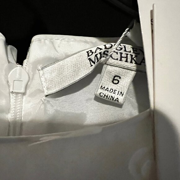 Badgley Mischka designed white dress with floral top and tulle bottom - Picture 3 of 4